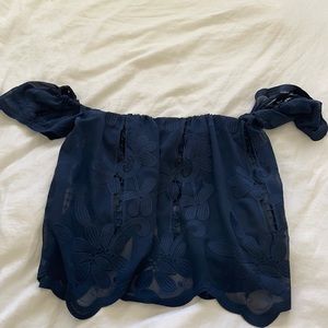 Lovers and Friends - Navy Blue off the shoulder